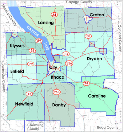 Road Map of Tompkins County